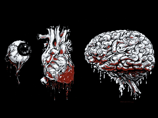 Zombie brain. Мозг против сердца. Мозг арт.
